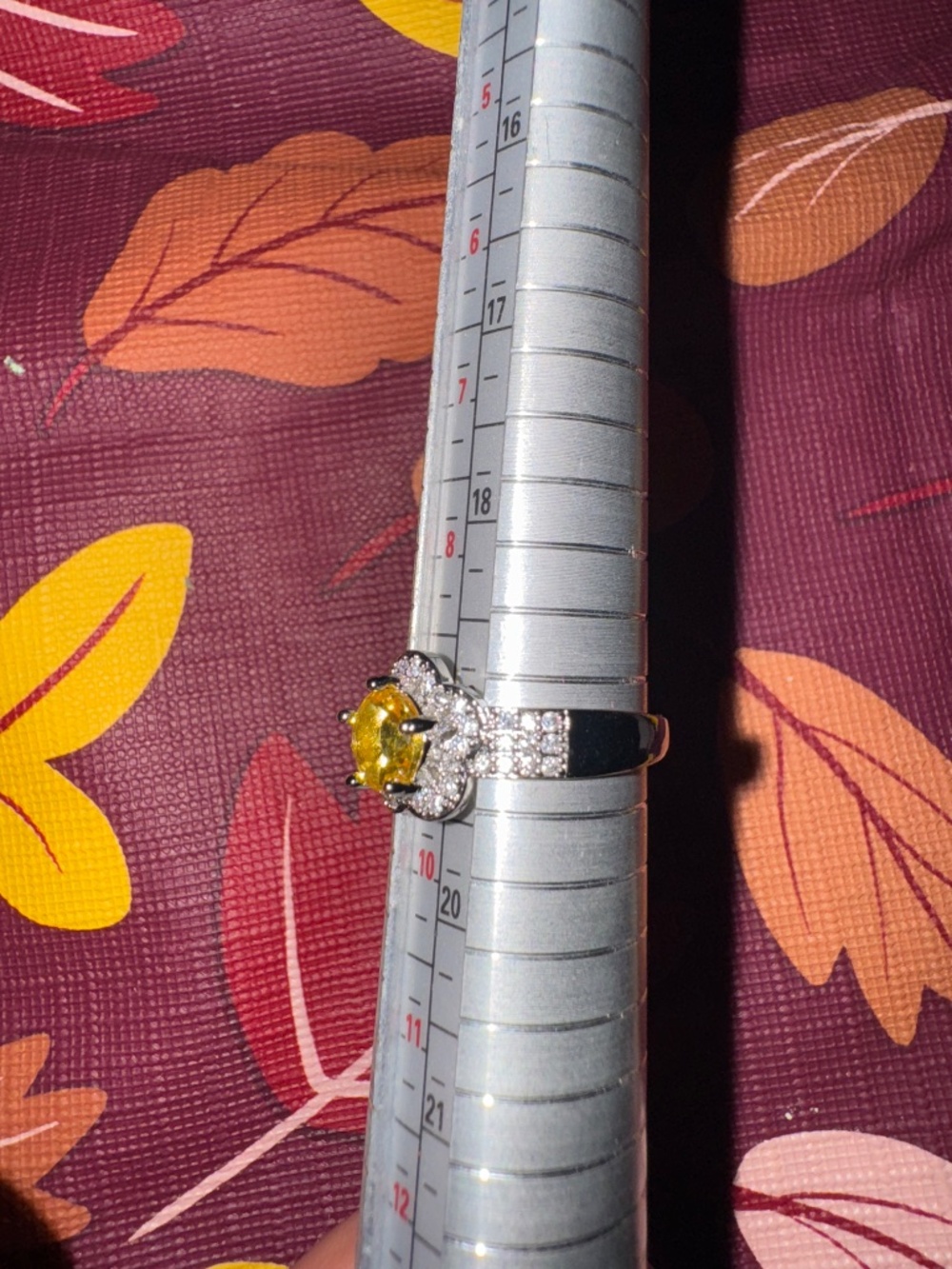 White Gold Filled Yellow CZ Flower Ring - Picture 5 of 6
